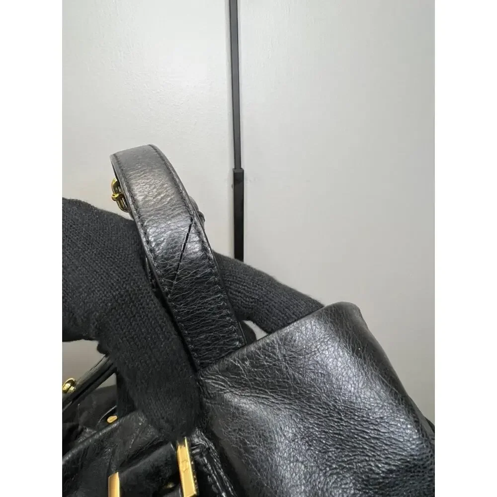 Tory Burch Black Pebbled Leather Large Slouch Tote Satchel Shoulder Bag